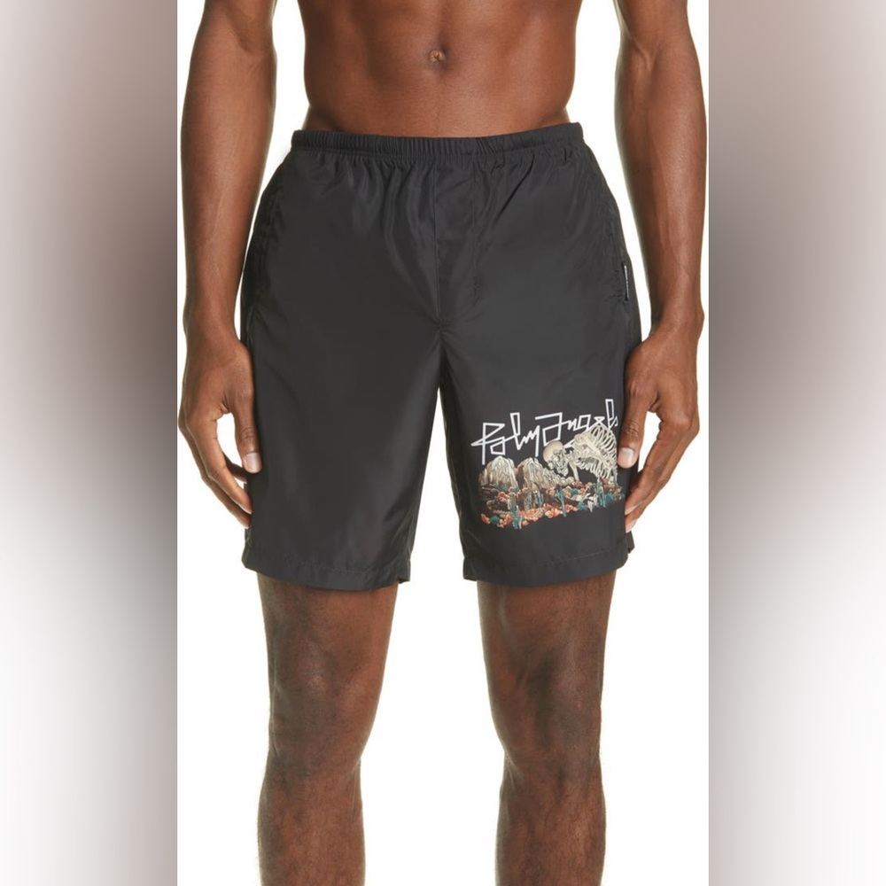 Palm Angels Black Swim Trunks Size M